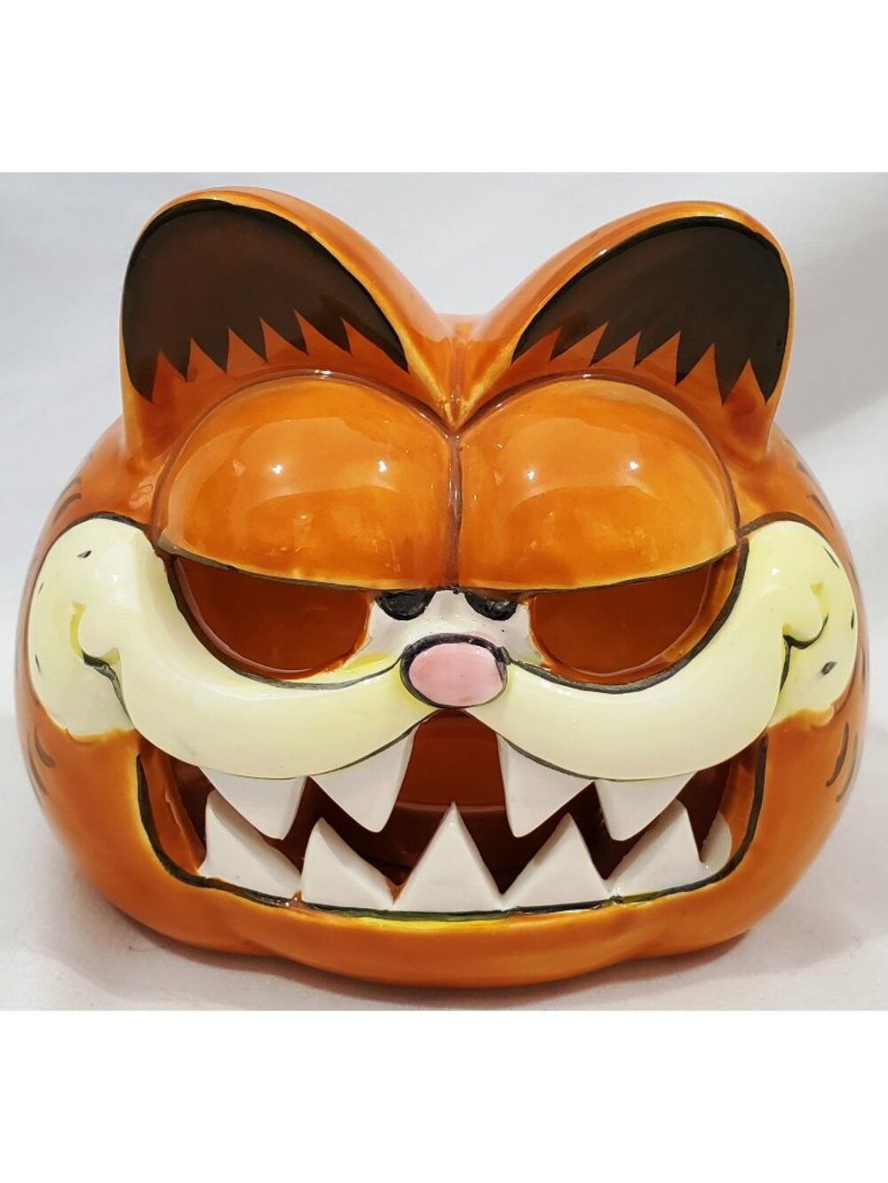 Enesco GARFIELD cat Halloween Jack O Lantern tealight candle holder Vintage 80s